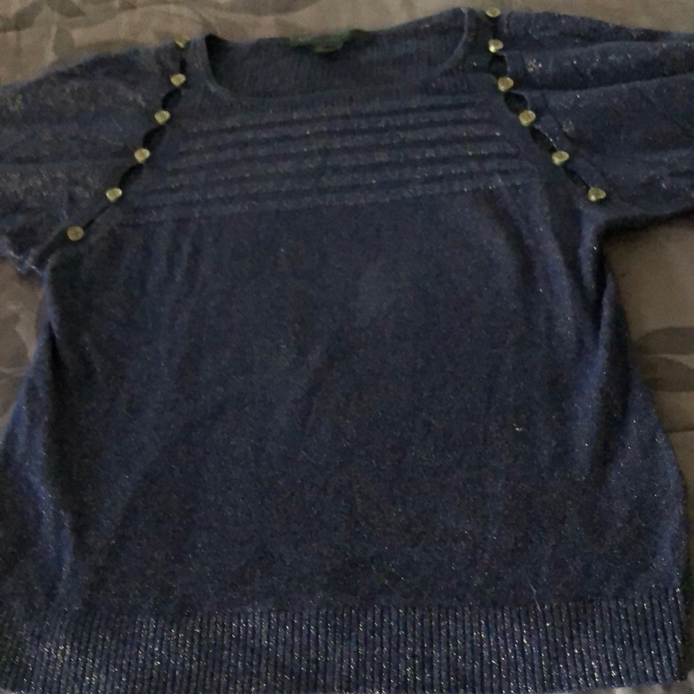 Marc Jacobs purple sweater M gold flecks wool/rayon/metallic